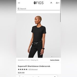 Figs Short Sleeve Underscrub Top